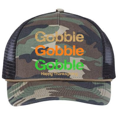 Retro Gobble Funny Thanksgiving Retro Rope Trucker Hat Cap