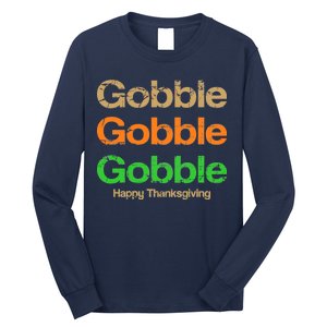 Retro Gobble Funny Thanksgiving Long Sleeve Shirt