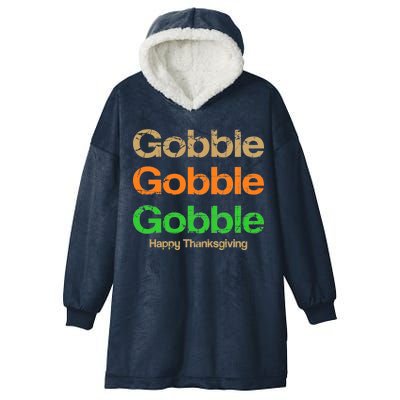 Retro Gobble Funny Thanksgiving Hooded Wearable Blanket