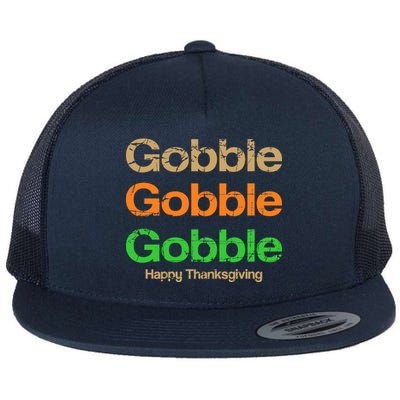 Retro Gobble Funny Thanksgiving Flat Bill Trucker Hat