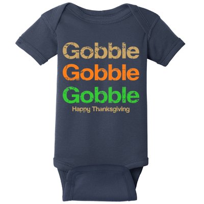 Retro Gobble Funny Thanksgiving Baby Bodysuit