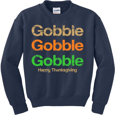 Retro Gobble Funny Thanksgiving Kids Sweatshirt