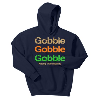 Retro Gobble Funny Thanksgiving Kids Hoodie