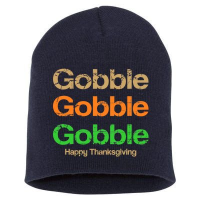 Retro Gobble Funny Thanksgiving Short Acrylic Beanie