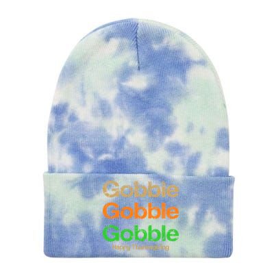 Retro Gobble Funny Thanksgiving Tie Dye 12in Knit Beanie