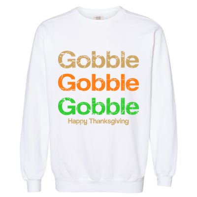Retro Gobble Funny Thanksgiving Garment-Dyed Sweatshirt