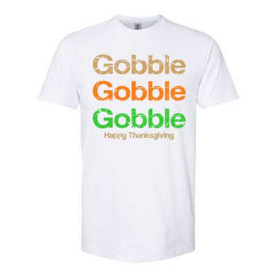 Retro Gobble Funny Thanksgiving Softstyle® CVC T-Shirt