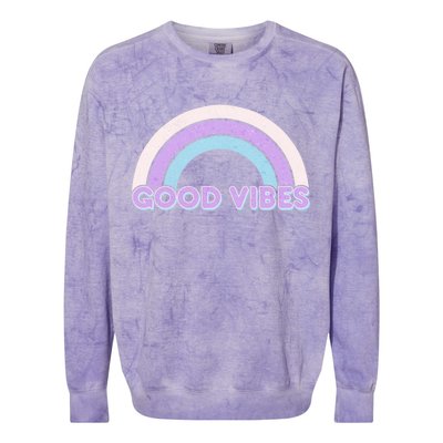 Retro Good Vibes Rainbow Colorblast Crewneck Sweatshirt