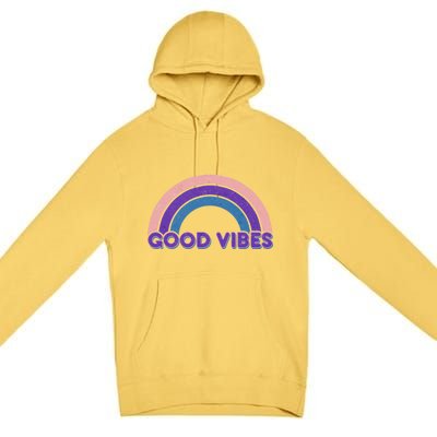 Retro Good Vibes Rainbow Premium Pullover Hoodie