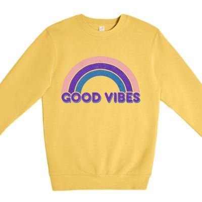 Retro Good Vibes Rainbow Premium Crewneck Sweatshirt