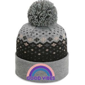 Retro Good Vibes Rainbow The Baniff Cuffed Pom Beanie