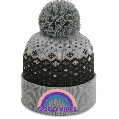 Retro Good Vibes Rainbow The Baniff Cuffed Pom Beanie