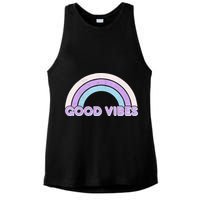 Retro Good Vibes Rainbow Ladies PosiCharge Tri-Blend Wicking Tank