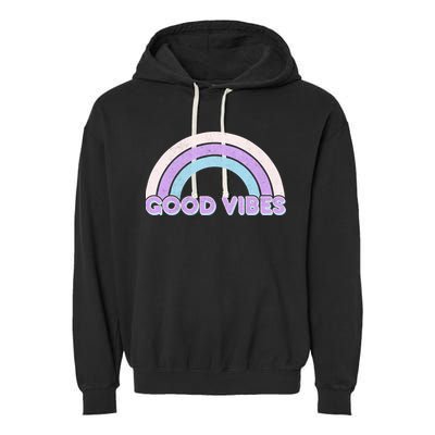 Retro Good Vibes Rainbow Garment-Dyed Fleece Hoodie