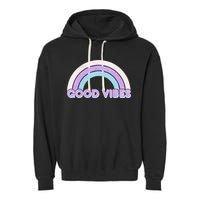 Retro Good Vibes Rainbow Garment-Dyed Fleece Hoodie