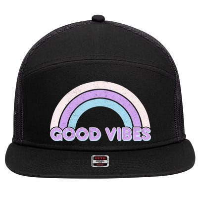 Retro Good Vibes Rainbow 7 Panel Mesh Trucker Snapback Hat