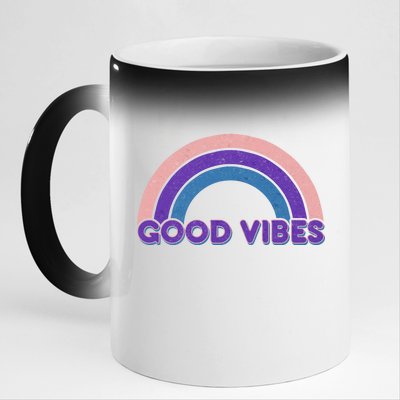 Retro Good Vibes Rainbow 11oz Black Color Changing Mug