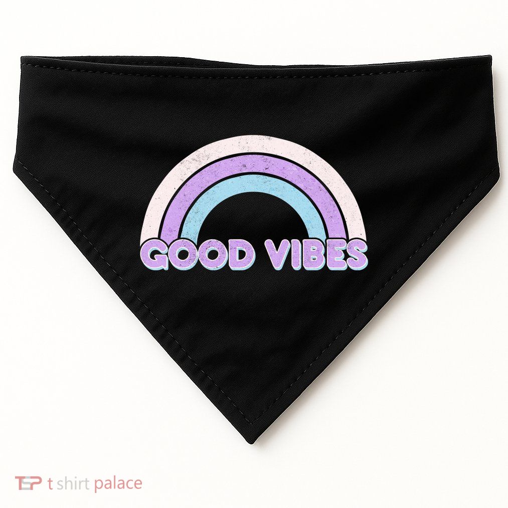 Retro Good Vibes Rainbow USA-Made Doggie Bandana