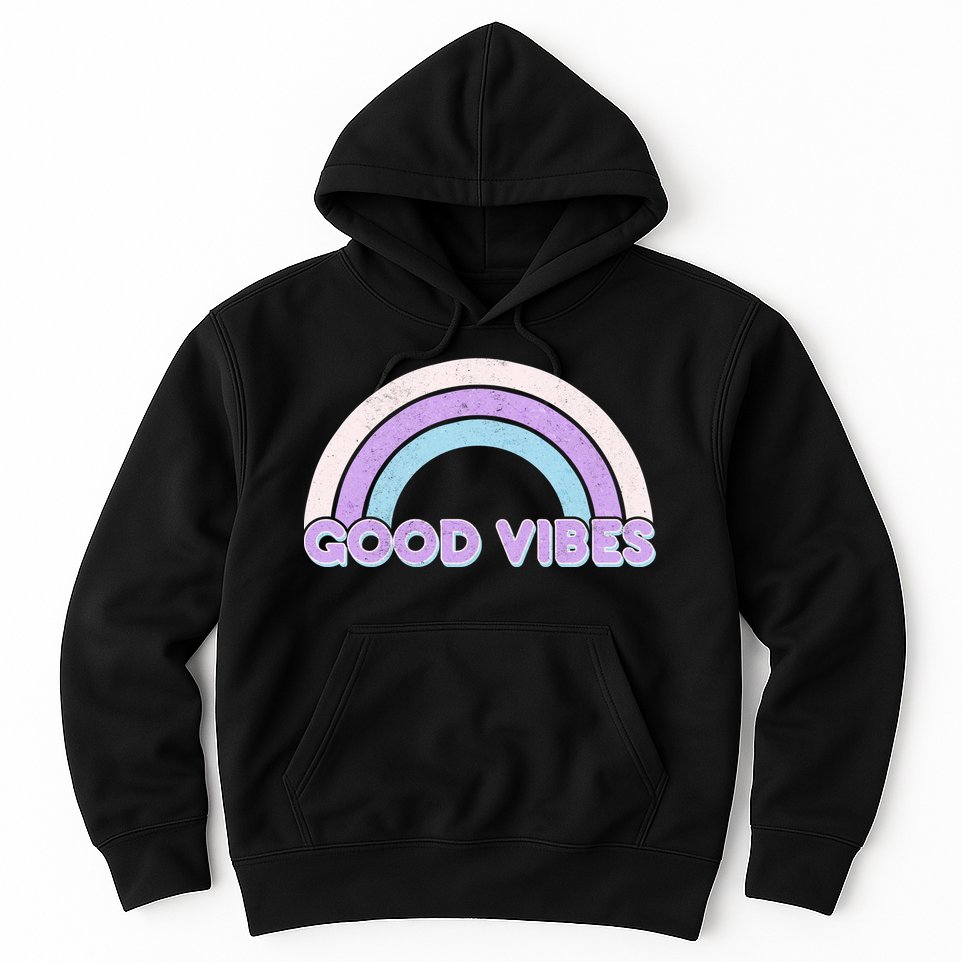 Retro Good Vibes Rainbow Hoodie