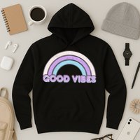 Retro Good Vibes Rainbow Hoodie