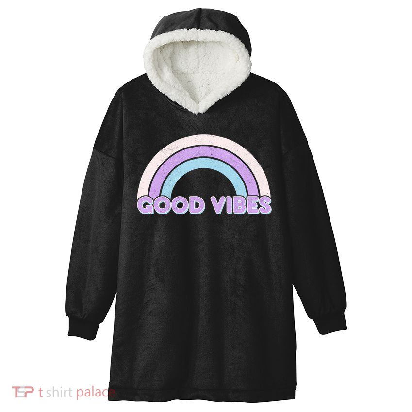 Retro Good Vibes Rainbow Hooded Wearable Blanket