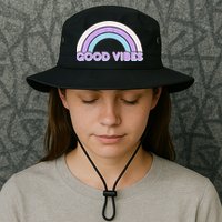 Retro Good Vibes Rainbow Bucket Hat