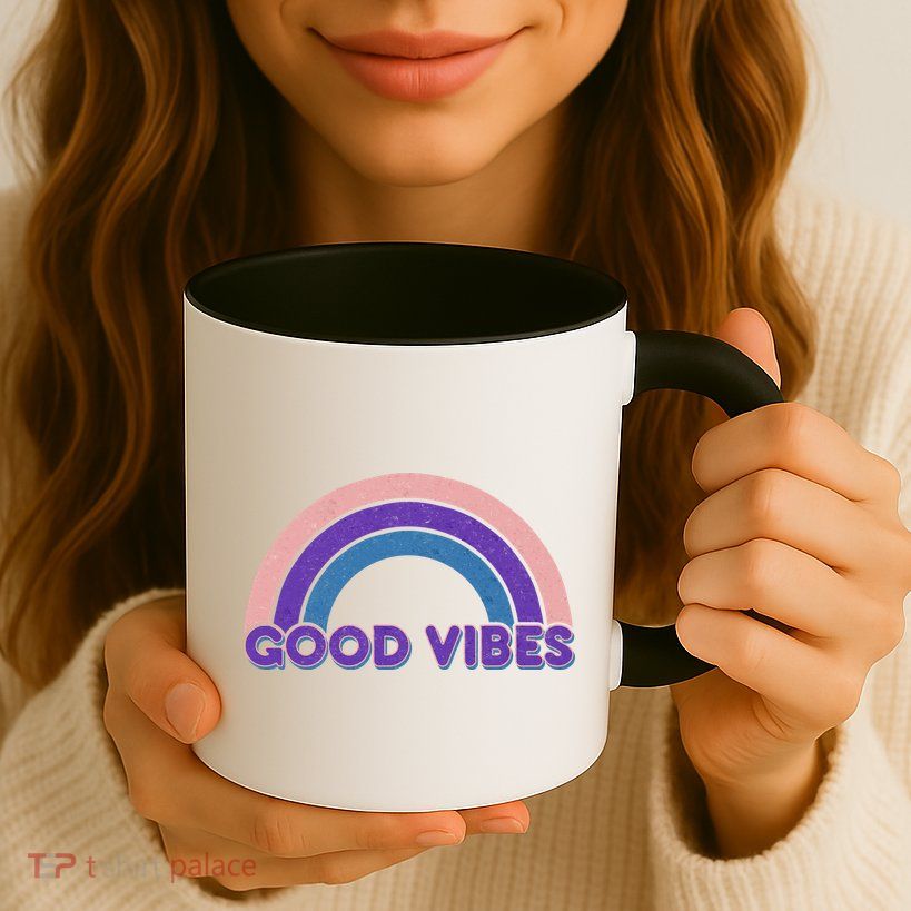 Retro Good Vibes Rainbow Coffee Mug