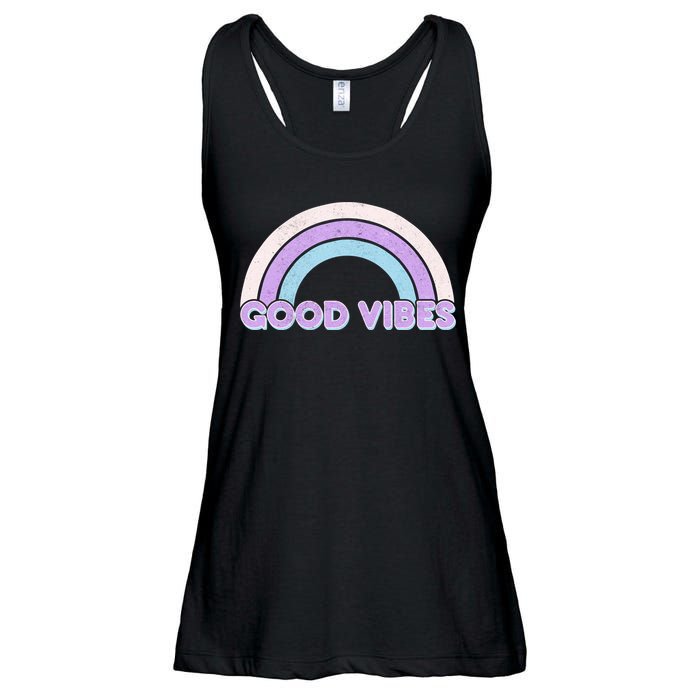 Retro Good Vibes Rainbow Ladies Essential Flowy Tank