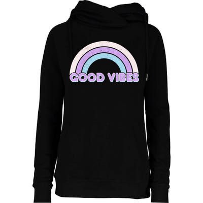 Retro Good Vibes Rainbow Womens Funnel Neck Pullover Hood