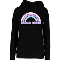 Retro Good Vibes Rainbow Womens Funnel Neck Pullover Hood