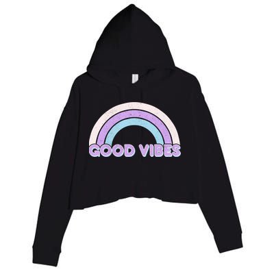 Retro Good Vibes Rainbow Crop Fleece Hoodie