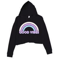 Retro Good Vibes Rainbow Crop Fleece Hoodie