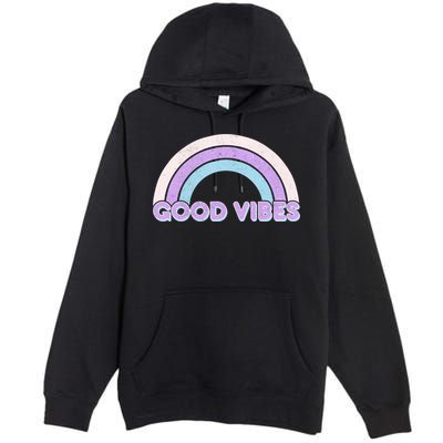 Retro Good Vibes Rainbow Premium Pullover Hoodie