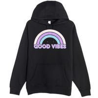 Retro Good Vibes Rainbow Premium Pullover Hoodie