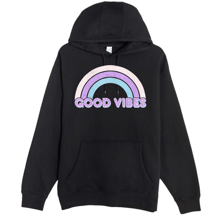 Retro Good Vibes Rainbow Premium Pullover Hoodie