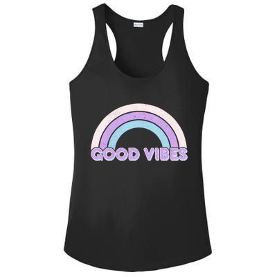 Retro Good Vibes Rainbow Ladies PosiCharge Competitor Racerback Tank