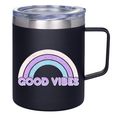 Retro Good Vibes Rainbow 12oz Stainless Steel Coffee Mug