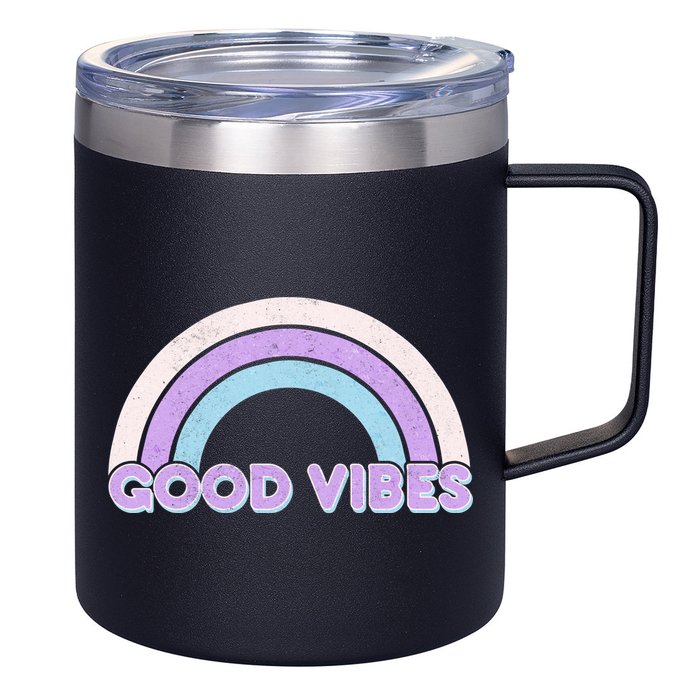 Retro Good Vibes Rainbow 12oz Stainless Steel Coffee Mug