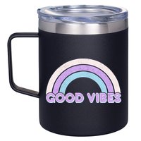 Retro Good Vibes Rainbow 12oz Stainless Steel Coffee Mug