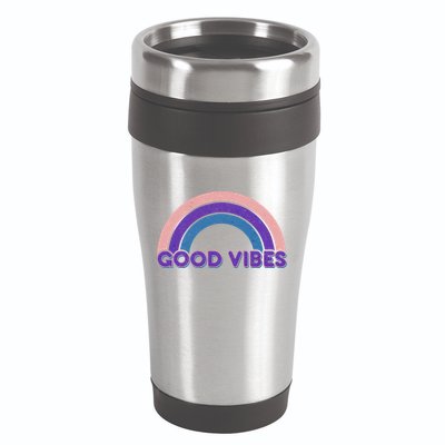 Retro Good Vibes Rainbow 16oz Travel Tumbler