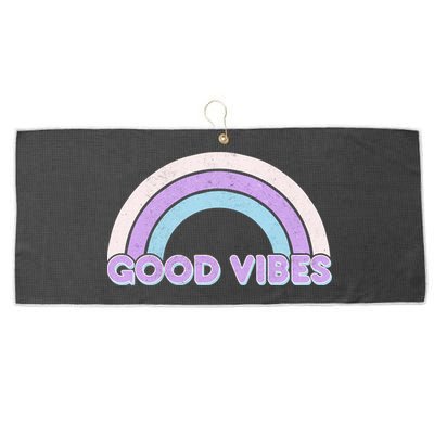 Retro Good Vibes Rainbow Large Microfiber Waffle Golf Towel