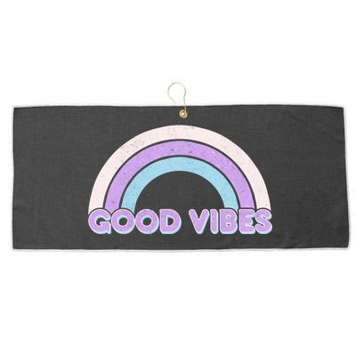 Retro Good Vibes Rainbow Large Microfiber Waffle Golf Towel