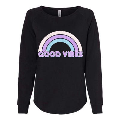 Retro Good Vibes Rainbow Womens California Wash Sweatshirt