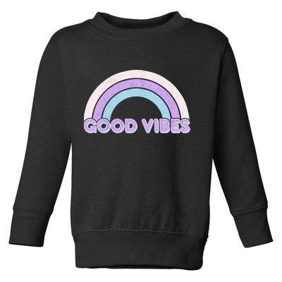 Retro Good Vibes Rainbow Toddler Sweatshirt