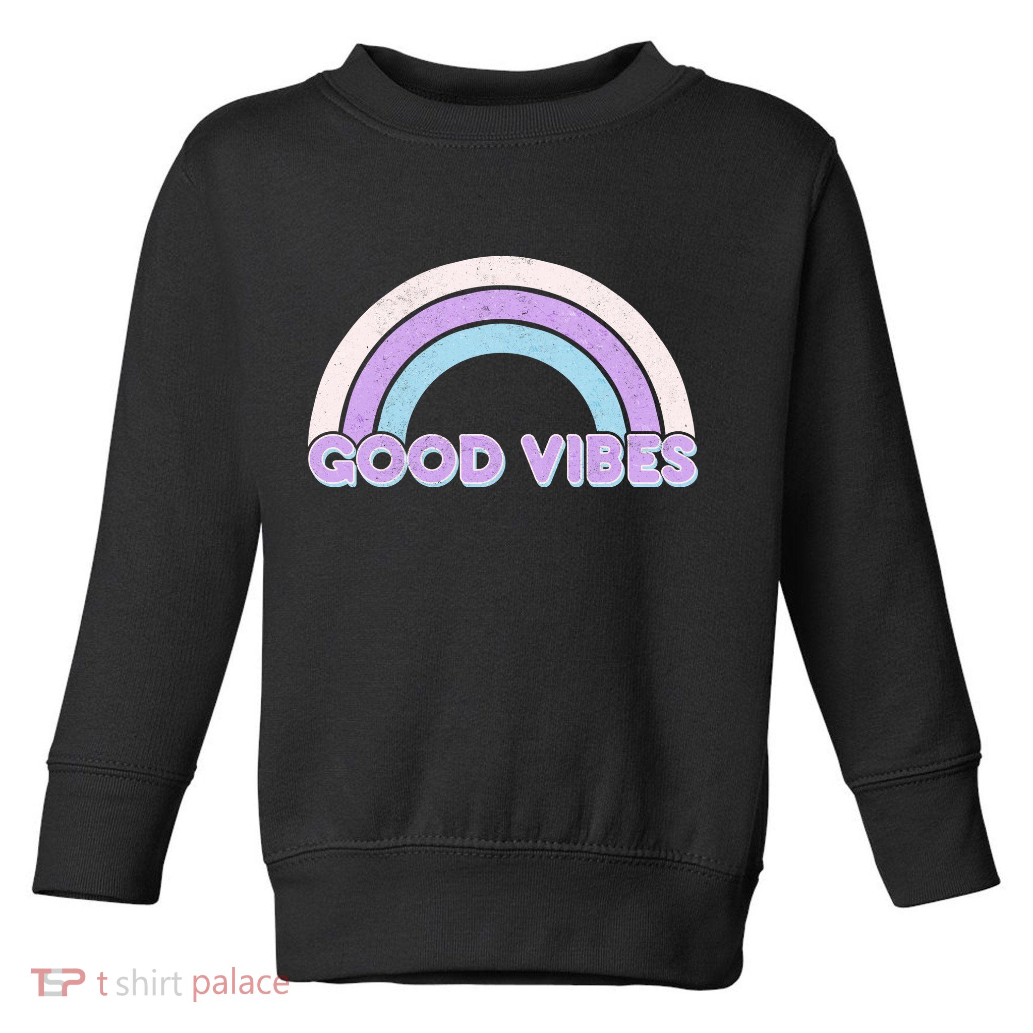 Retro Good Vibes Rainbow Toddler Sweatshirt