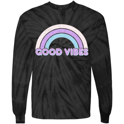 Retro Good Vibes Rainbow Tie-Dye Long Sleeve Shirt