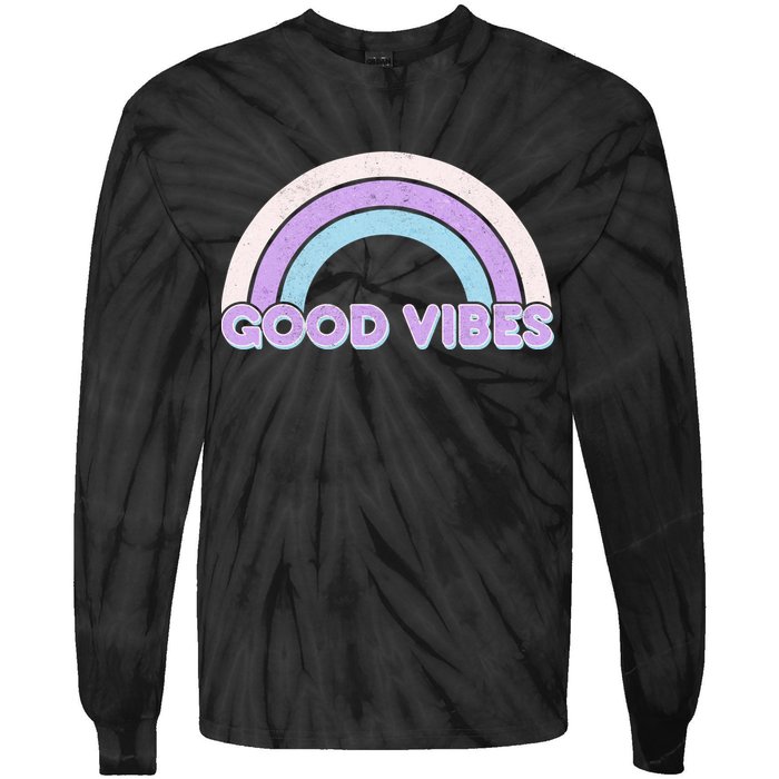 Retro Good Vibes Rainbow Tie-Dye Long Sleeve Shirt