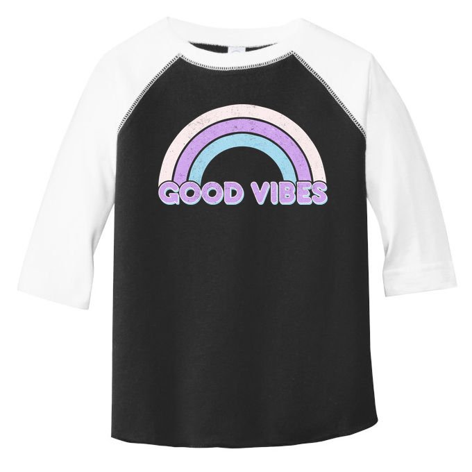 Retro Good Vibes Rainbow Toddler Fine Jersey T-Shirt