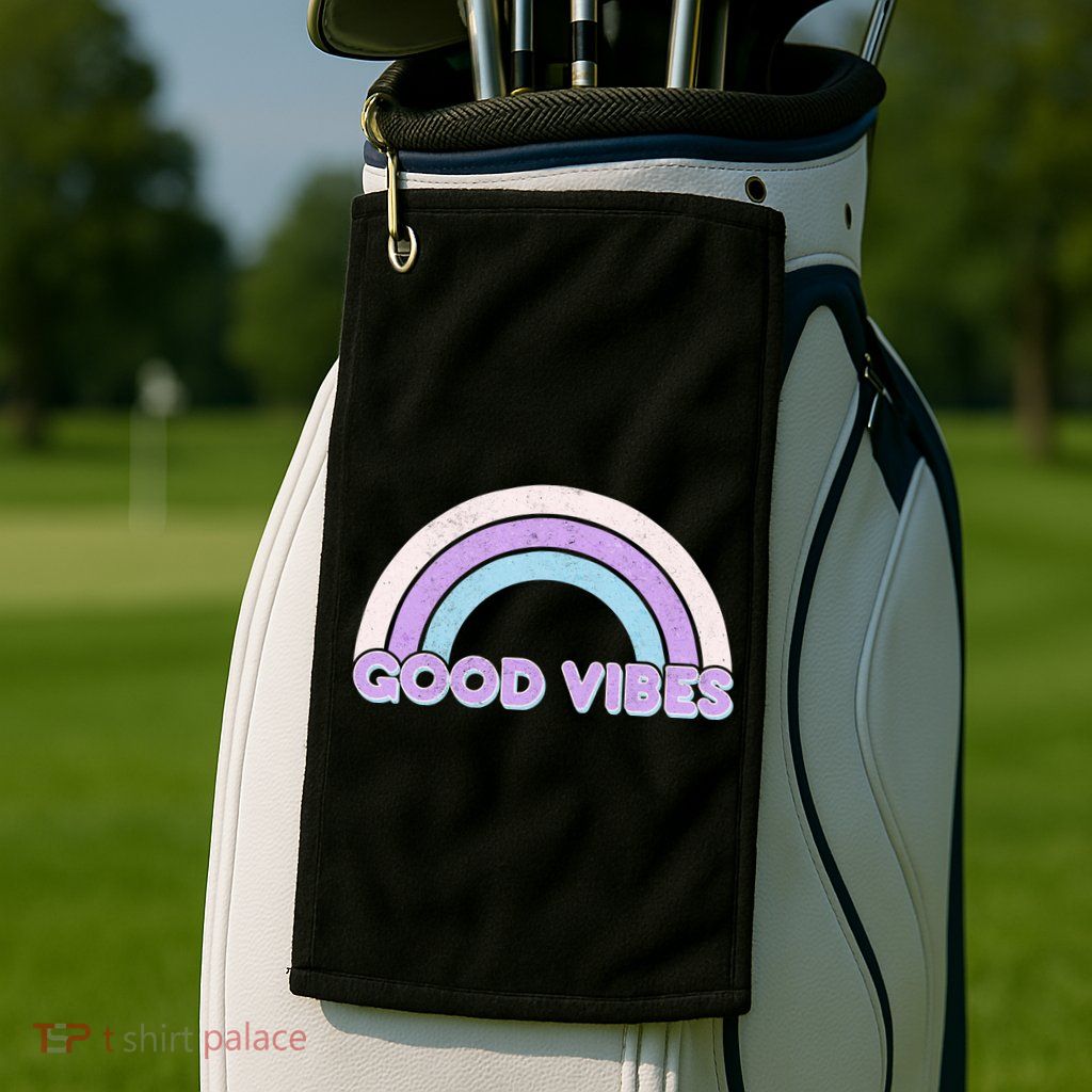 Retro Good Vibes Rainbow Golf Towel