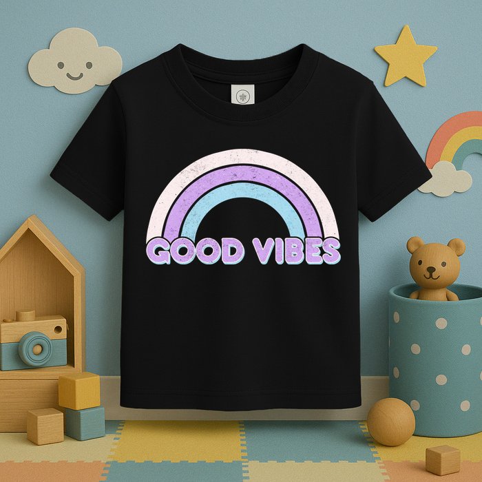 Retro Good Vibes Rainbow Toddler T-Shirt